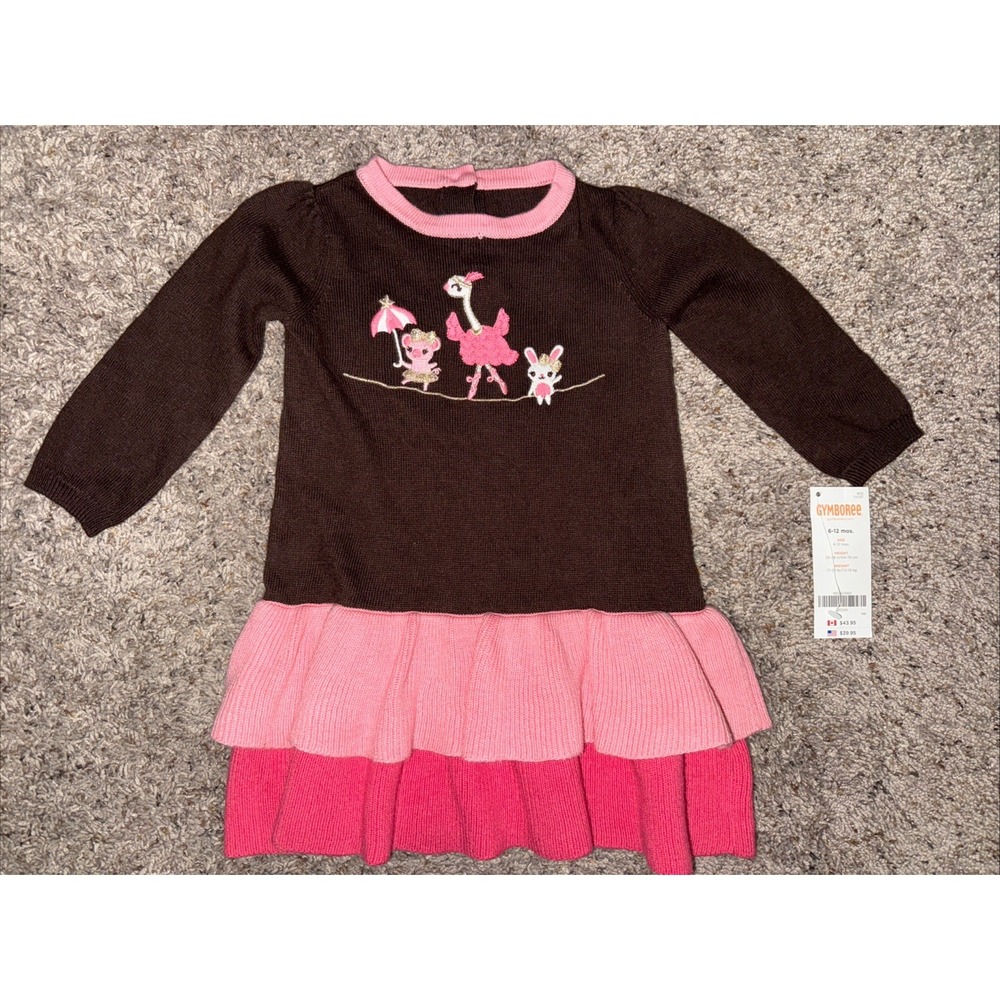 Gymboree Star of the‎ Show Circus Friends Ruffled Sweater Dress 6-12 M 2013 New